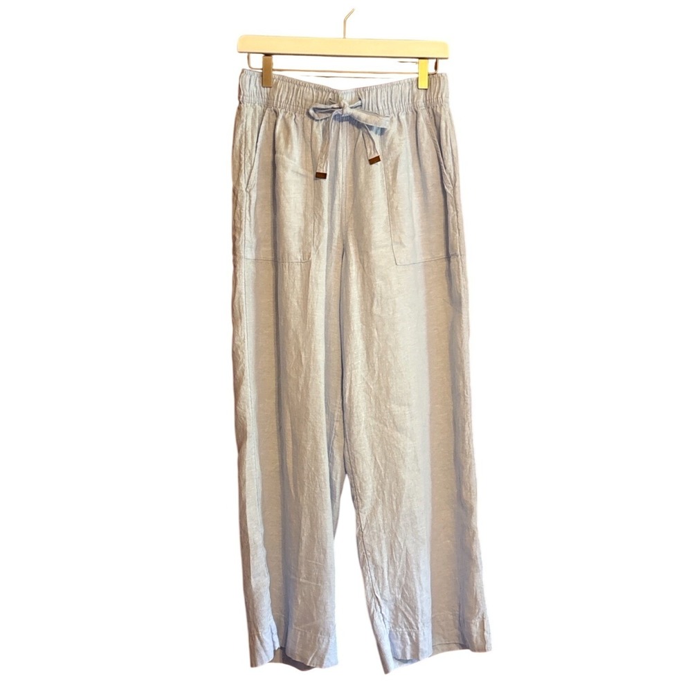 Joie Ice Blue 100% Linen Wide Leg Pants Medium, resort, quiet luxury, artsy